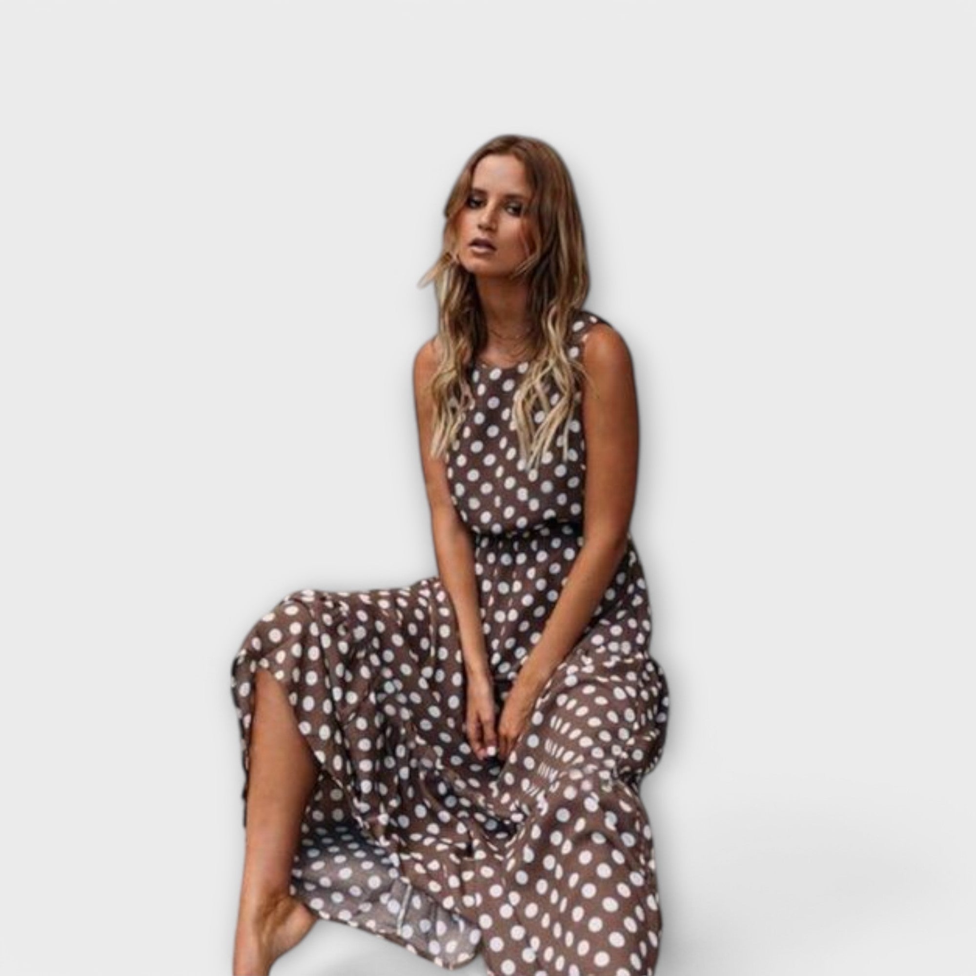 Dona - Vestido midi Boho com bolinhas